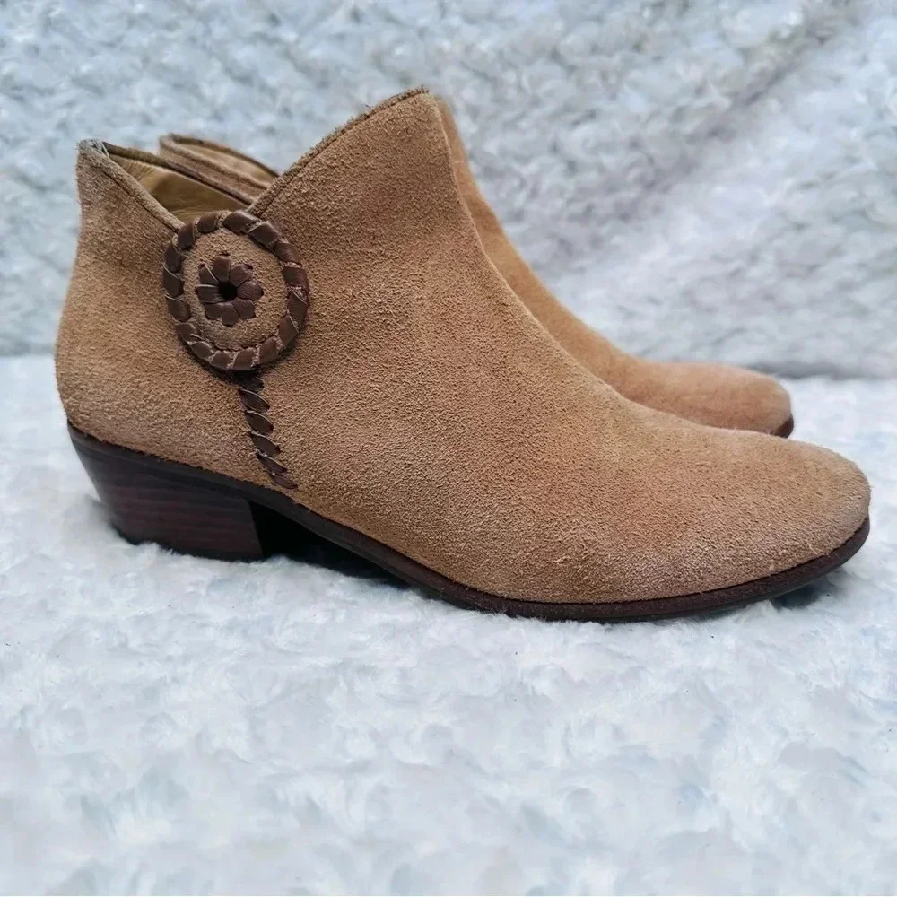 Jack Rogers Oak Suede Peyton Side Zip Booties Size 8